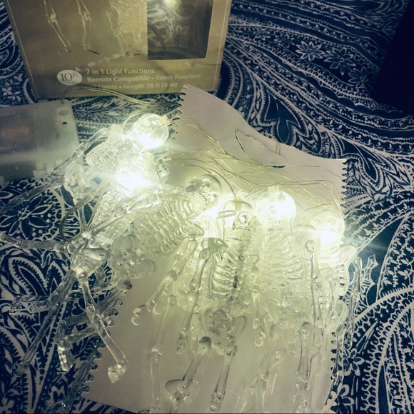 Pier 1 Halloween Skeleton Glimmer Strings Lights 10’ 7 in 1 Function Glam - Picture 9 of 15
